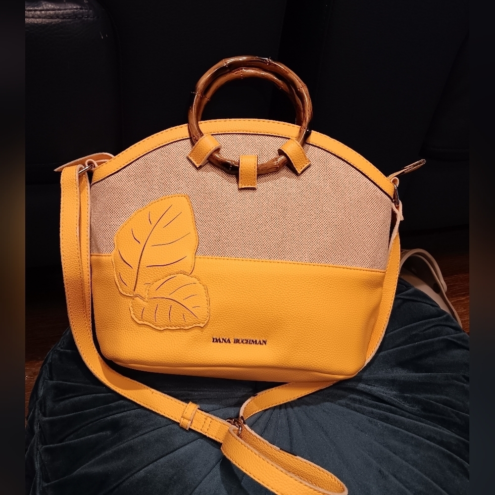 Dana Buchman Mustard and Beige Crossbody Bag